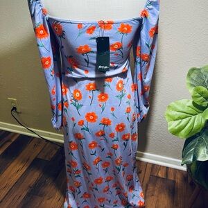 Nasty Gal Purple Dress with Orange Floral design!